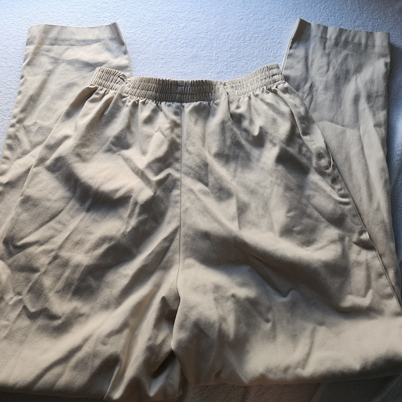 90s Classic Elements Elastic High-Waisted Khaki Tan Pull-On Pants Size 8 - Picture 2 of 6